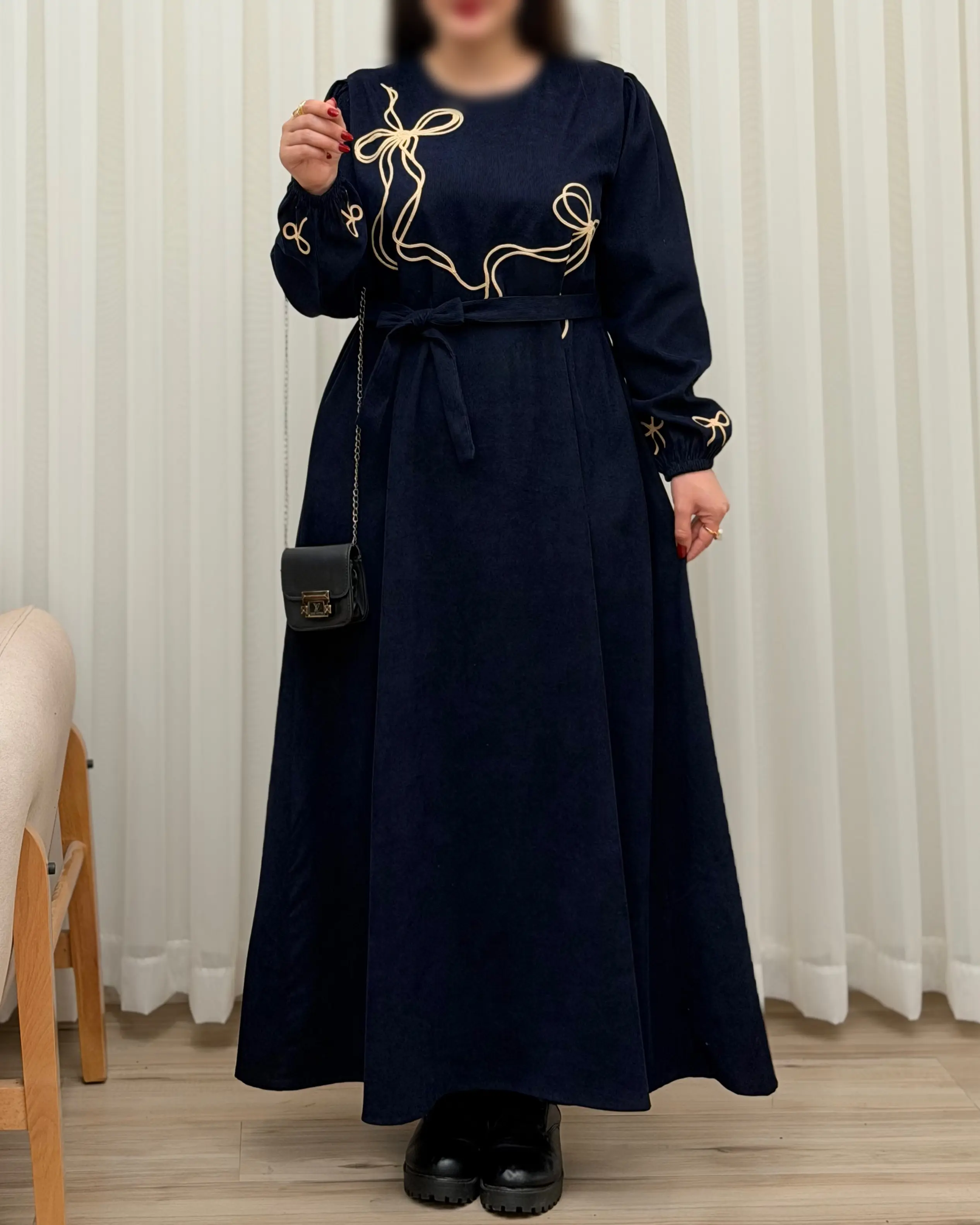 کفتان زنانه گلدوزی پاپیون